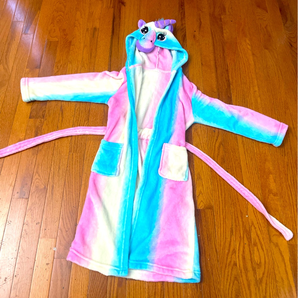 Kids Unicorn Bath Robe - Multicolor - Size 10/12 (Medium)